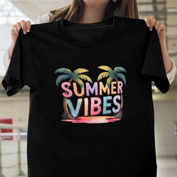 Tropical Palm Tree Summer Vibes Beach Day Vacation Holiday Wear New Unisex T-Shirt, up to size 5XL