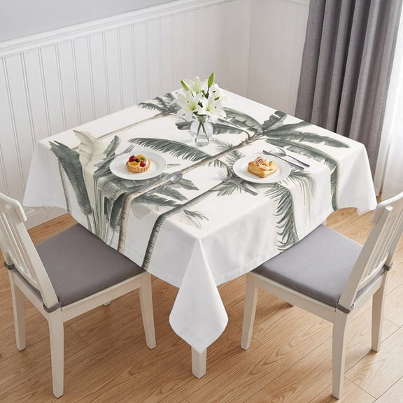 Tropical Palm Tree Table Cloth Waterproof Tablecloths, Summer Beach Botanical Tablecloth Dining Table Cover for Kitchen Party Tabletop Outdoor, Square Tablecloth 54x54 Inch