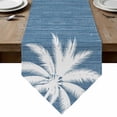 thumbnail image 1 of Tropical Palm Tree Table Runner Linen Burlap Table Runner 72 Inches Long Retro Blue Summer Coastal Coconut Leaves Dresser Scarves for Kitchen Island Coffee Dining Room Party Holiday Decor 13"x72", 1 of 8