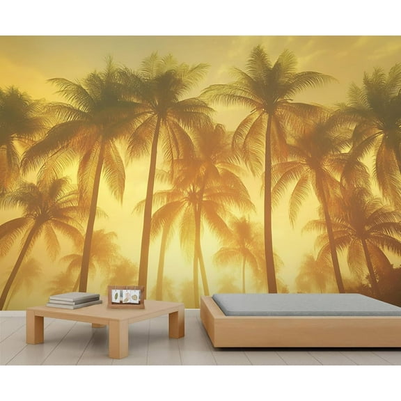 Tropical Palm Tree Wall Mural - Hawaiian Wall Murals, Retro Hd Photo Wallpaper For Living Room Bedroom, Palm Tree Mural 55"W x 28"H (Not Peel and Stick)