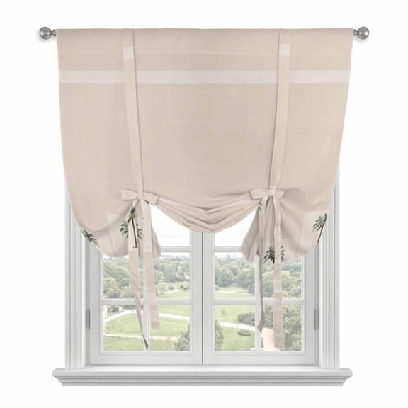 Tropical Palm Trees Balloon Curtains for Windows, Bedroom Curtains 54 Inch Length, Beach Coastal Plants Tie Up Curtains Panels Thermal Insulated Bathroom Curtains Window 42"x54"