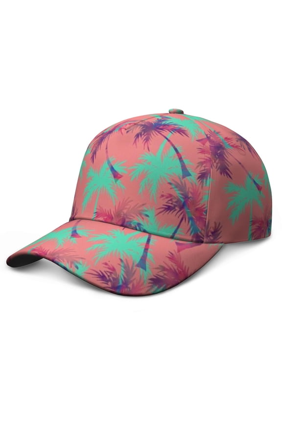 Tropical Palm Trees Baseball Cap, Adjustable Dad Hat with UV Protection, Lightweight and Sweat Absorption, Hawaii Palm Tree and Summer Beach Palm Trees Print Performance Hat for Men Women Casual Wear