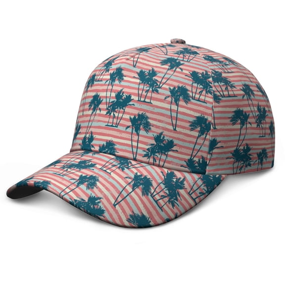 Tropical Palm Trees Baseball Cap, Adjustable Dad Hat with UV Protection, Lightweight and Sweat Absorption, Hawaii Palm Tree and Summer Beach Palm Trees Print Performance Hat for Men Women Casual Wear