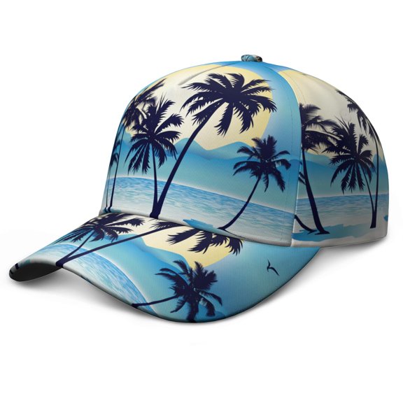 Tropical Palm Trees Baseball Cap - Adjustable Snapback Hat with Curved Brim for Summer Beach & Outdoor Hiking