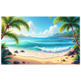 thumbnail image 1 of Tropical Palm Trees Beach Scene Ocean View Relaxation Banner for Vacation Home Decor Wedding Party, 1 of 7