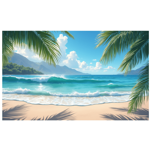Tropical Palm Trees Beach Scene Ocean View Relaxation Banner for Vacation Home Decor Wedding Party