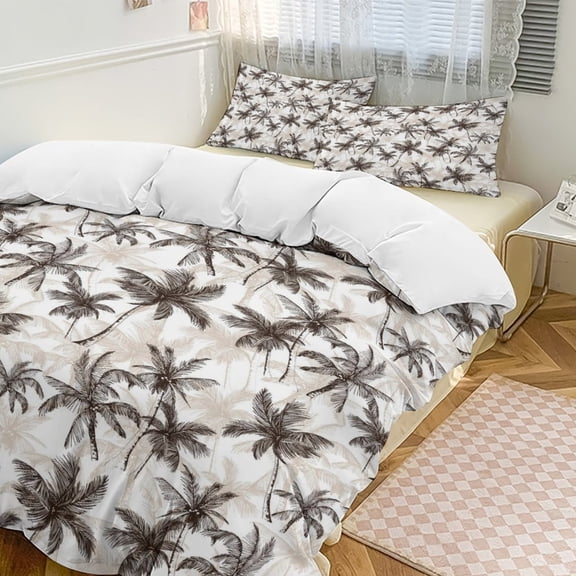 Tropical Palm Trees Bedding Set Couple Bedclothes Pillowcase Customized Home Textiles Bed Set for Bedroom Decoration