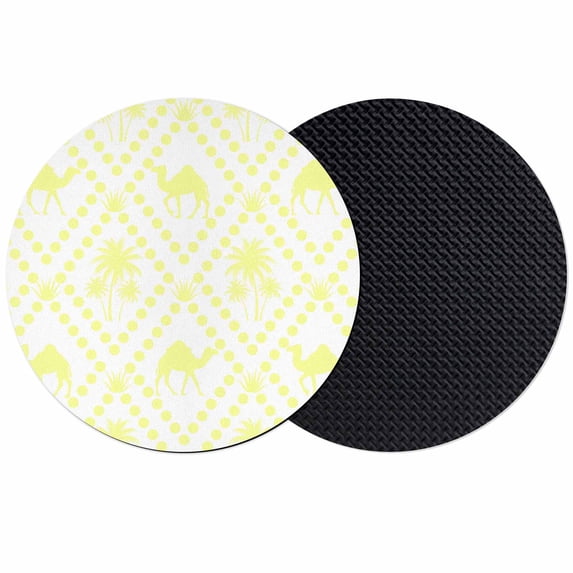 Tropical Palm Trees Coasters Set of 2, Absorbent Coasters for Drinks, Desert Camels Aloe Vera Polka Dot Yellow Coaster for Desk Coffee Table Protection, Home Decor House Warming Gifts 4"