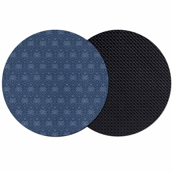 Tropical Palm Trees Coasters Set of 2, Absorbent Coasters for Drinks, Summer Coconut Trees Plants Navy Blue Coaster for Desk Coffee Table Protection, Home Decor House Warming Gifts 4"