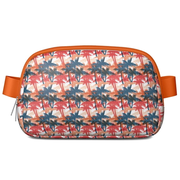 Tropical Palm Trees Fanny Pack – Waterproof Adjustable Waist Bag with Lush Island Palm Print, Vibrant & Exotic for Beach Vacations