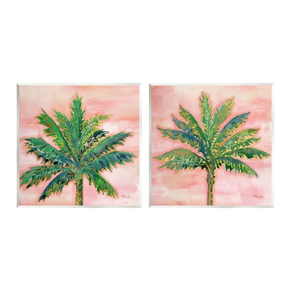 Tropical Palm Trees Glam Detail Botanical & Floral Graphic Art Unframed Art Print Wall Art, Set of 2