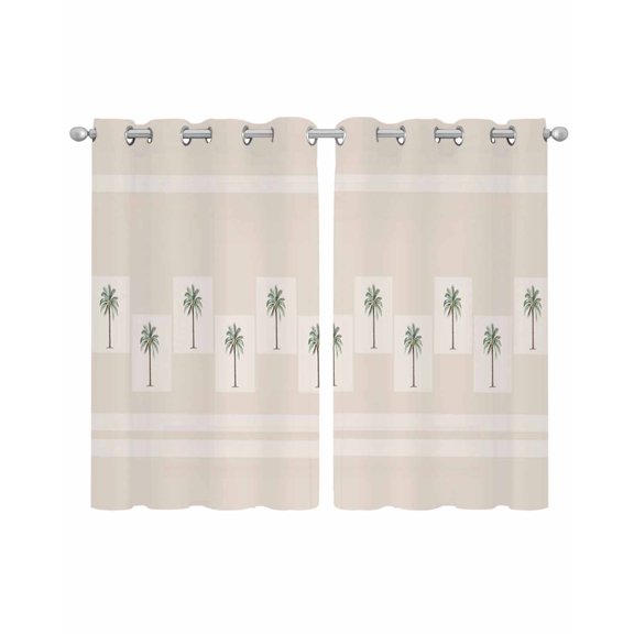 Tropical Palm Trees Sheer Curtains 39 Inch Length 2 Panels Set for Living Room/Bedroom, Beach Coastal Plants Kitchen Curtains Grommet Semi-Sheer Curtains Drapes Voile Window Treatments 27.5"x39"x2