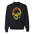 thumbnail image 1 of Tropical Palm Trees Silhouettes with Sunset | Mens Pop Culture Crewneck Graphic Sweatshirt, Black, 3XL, 1 of 4