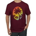 thumbnail image 1 of Tropical Palm Trees Silhouettes with Sunset | Mens Pop Culture Graphic T-Shirt, Maroon, Medium, 1 of 4