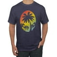 thumbnail image 1 of Tropical Palm Trees Silhouettes with Sunset | Mens Pop Culture Graphic T-Shirt, Vintage Heather Navy, Large, 1 of 4