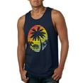 thumbnail image 1 of Tropical Palm Trees Silhouettes with Sunset | Mens Pop Culture Graphic Tank Top, Navy, 2XL, 1 of 4