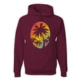 thumbnail image 1 of Tropical Palm Trees Silhouettes with Sunset | Mens Pop Culture Hooded Sweatshirt Graphic Hoodie, Maroon, 3XL, 1 of 4