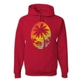 thumbnail image 1 of Tropical Palm Trees Silhouettes with Sunset | Mens Pop Culture Hooded Sweatshirt Graphic Hoodie, Red, 2XL, 1 of 4