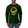 thumbnail image 1 of Tropical Palm Trees Silhouettes with Sunset | Mens Pop Culture Long Sleeve T-Shirt, Forest Green, Large, 1 of 4
