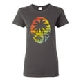 thumbnail image 1 of Tropical Palm Trees Silhouettes with Sunset | Womens Pop Culture Graphic T-Shirt, Charcoal, Large, 1 of 4