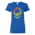thumbnail image 1 of Tropical Palm Trees Silhouettes with Sunset | Womens Pop Culture Graphic T-Shirt, Royal, Small, 1 of 4