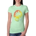 thumbnail image 1 of Tropical Palm Trees Silhouettes with Sunset | Womens Pop Culture Slim Fit Junior Tee, Mint, Large, 1 of 4