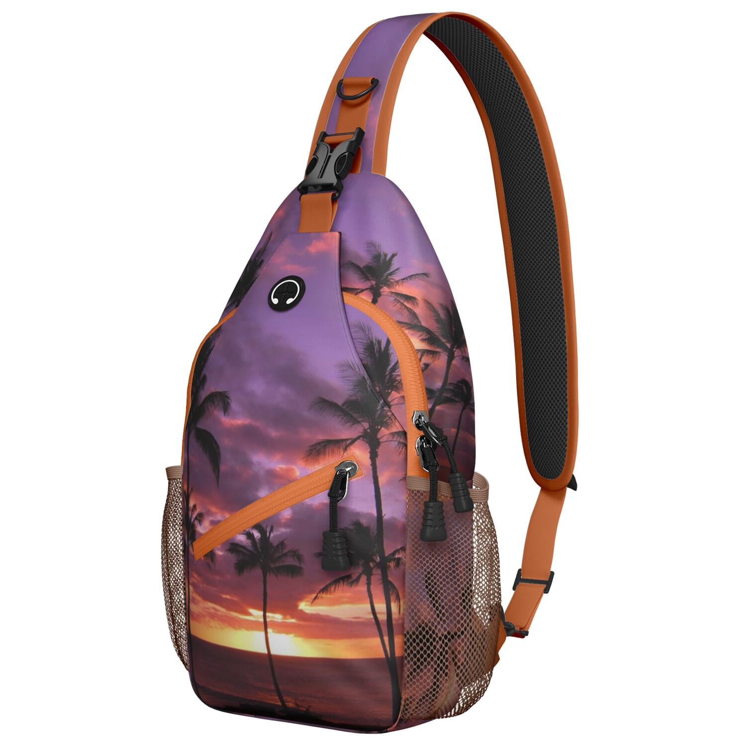 Tropical Palm Trees Sling Bag for Men & Women - Vibrant Anti-Theft Crossbody Bag with Spacious Pockets - Durable Travel Backpack for Hiking, Biking, Commuting
