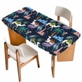 thumbnail image 1 of Tropical Palm Trees Table Cloths for 4 Foot Rectangle Tables, Desert Camels Houses Aloe Vera Black Patio Waterproof Elastic Fitted Tablecloths, Washable Rectangular Table Cover for Camping, 1 of 8