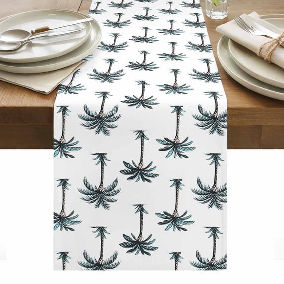Tropical Palm Trees Table Runner - 36 Inch Long, Kitchen Dining Table Runner Dresser Scarves, Summer Beach Watercolor Botanical Farmhouse Decor for Coffee Tables Wedding Party Banquet