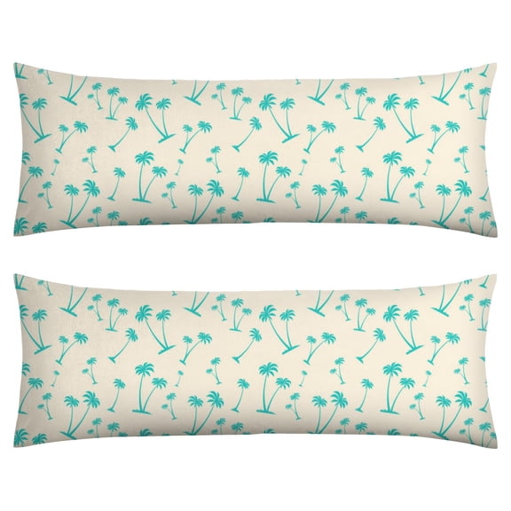 Tropical Palm Trees Throw Pillow Case Lush Green Fronds Against Sunset, Watercolor Aesthetic, Soft Velvet for Porch, Lanai, or Poolside