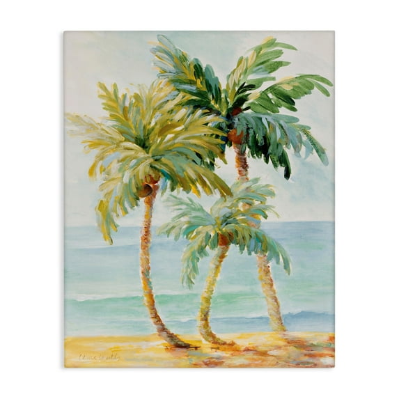 Tropical Palm Trees on Coastal Beach Sand 16 in x 20 in Painting Canvas Art Print, by Stupell Home Décor