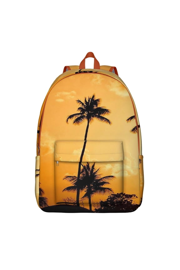 Tropical Paradise Backpack, Hawaii Palm Tree School Bag with Summer Beach Palm Trees Design, Vibrant Tropical Sunset, Minimalist Boho Style