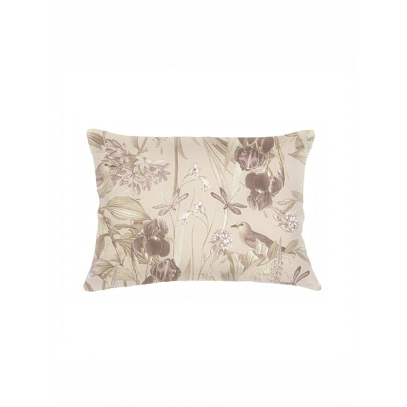 Tropical Paradise Beige Linen Pillow 14x20 Down Alternative