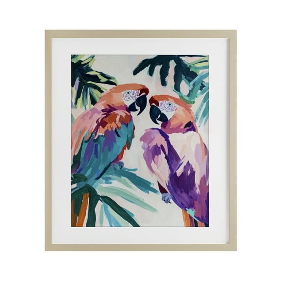 Stupell Industries Tropical Paradise Macaws Birch Framed Print Under Glass, design by Sisi and Seb, 21 x 17