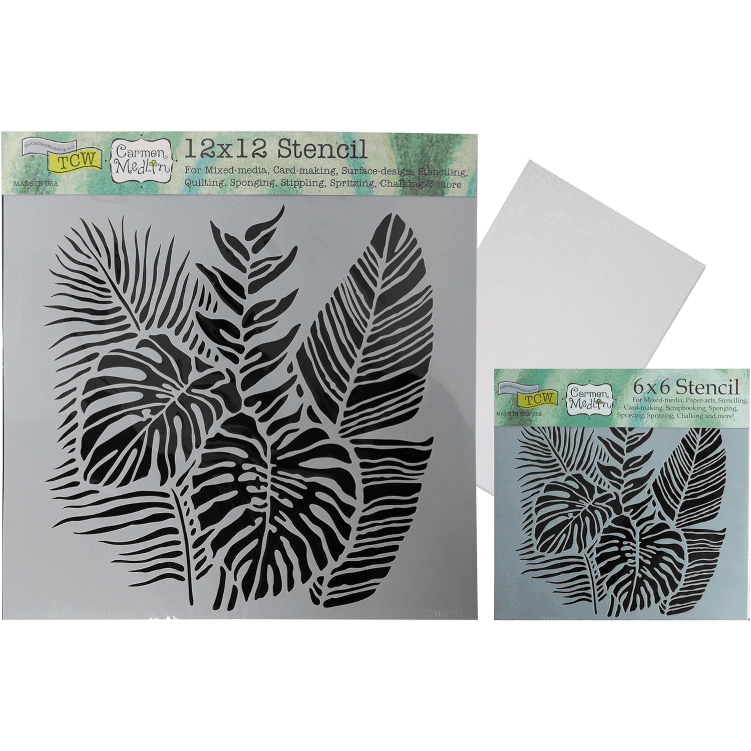 Tropical Paradise Palm Leaf Stencil Set - Large 12x12 Inch Wall Stencil ...