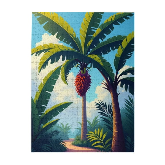 Tropical Paradise Palm Trees 500 Piece Adult Jigsaw Puzzle Challenging & Relaxing Brain Teaser Vibrant Artwork Great Gift Idea.