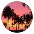 thumbnail image 1 of Tropical Paradise Round Elastic Table Cover - Waterproof, Wrinkle-Free, Neon Palm Tree Sunset Design - Fits 60" Tables, 1 of 5
