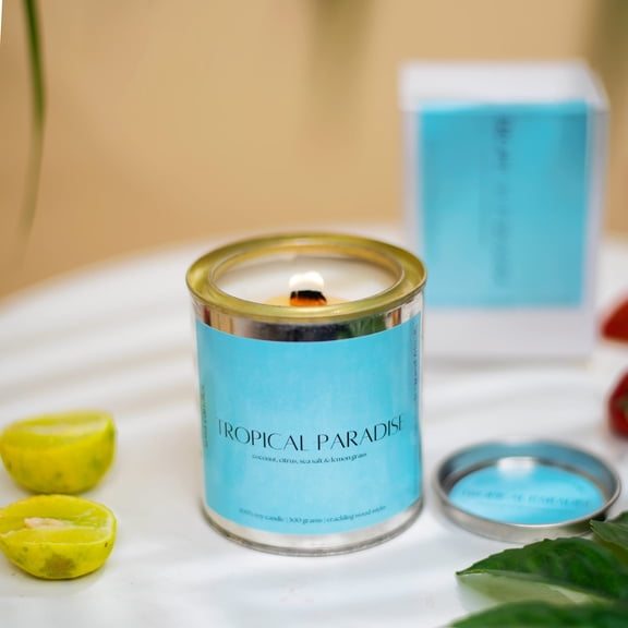 Tropical Paradise Scented Candles for Home Decor | Scented Tin Container Candles | Travel Friendly Candles | Candles for Home Decor | Scented Candles Gift Set | Candles Gift Set | Candles for Gifting