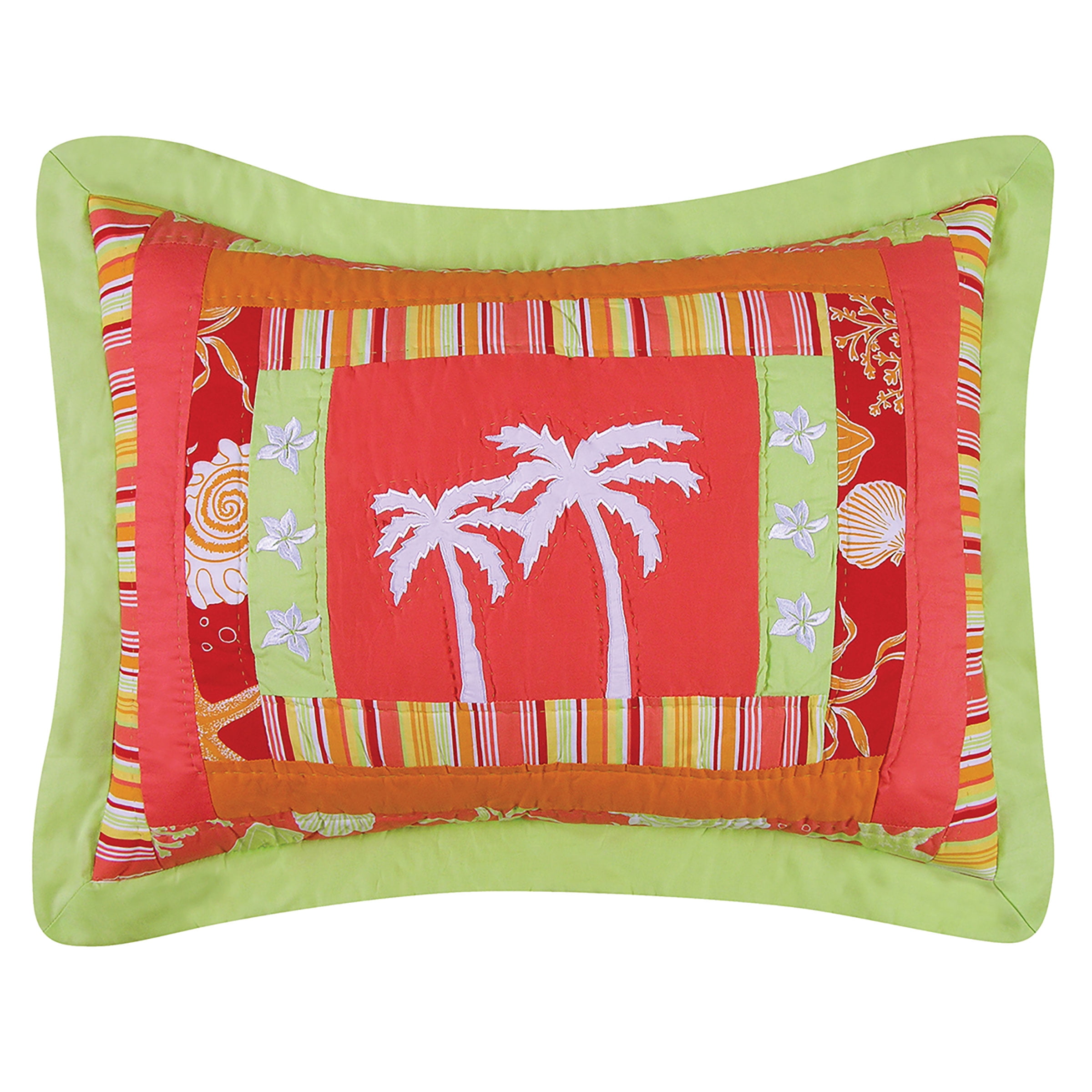 Tropical Paradise Embroidered Cotton Standard Sham