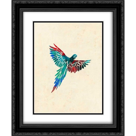 Tropical Parrot 2x Matted 20x24 Black Ornate Framed Art Print by Grey, Jace