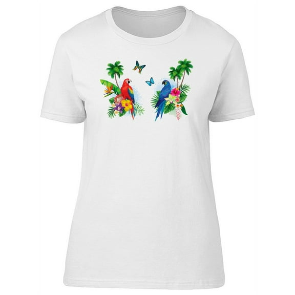 Tropical Parrot And Birds T-Shirt Women -Image by Shutterstock, Female x-Large
