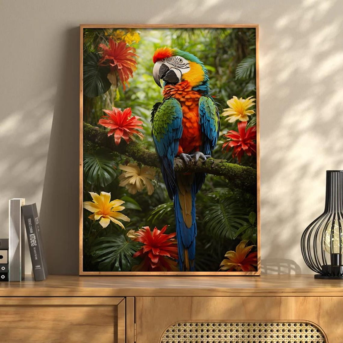 Picture of Tropical Parrot Art Colorful Macaw Jungle Poster UNFRAMED Poster, Wall ...