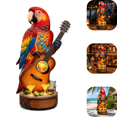 thumbnail image 1 of Tropical Parrot Desktop Light Statue, Resin Parrot Guitar Figurine Soft Ambient Tabletop Lamp with Beach Lime Mini Chair Accents for Home Bar Table Decor, 1 of 7