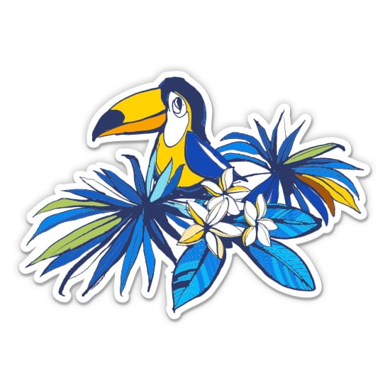 Tropical Parrot Floral Hawaii Island - 3" Vinyl Sticker - For Car Laptop Water Bottle Phone - Waterproof Decal