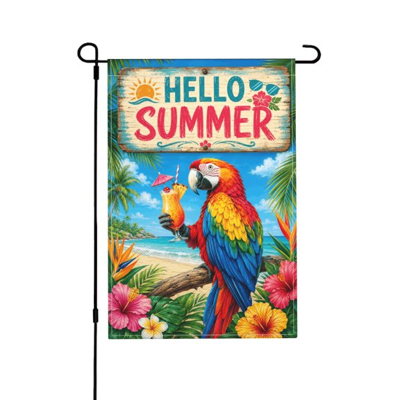 Tropical Parrot Garden Flag 12 x 18 Inch Double Sided, Small Outdoor Decoration for Porch Patio Lawn