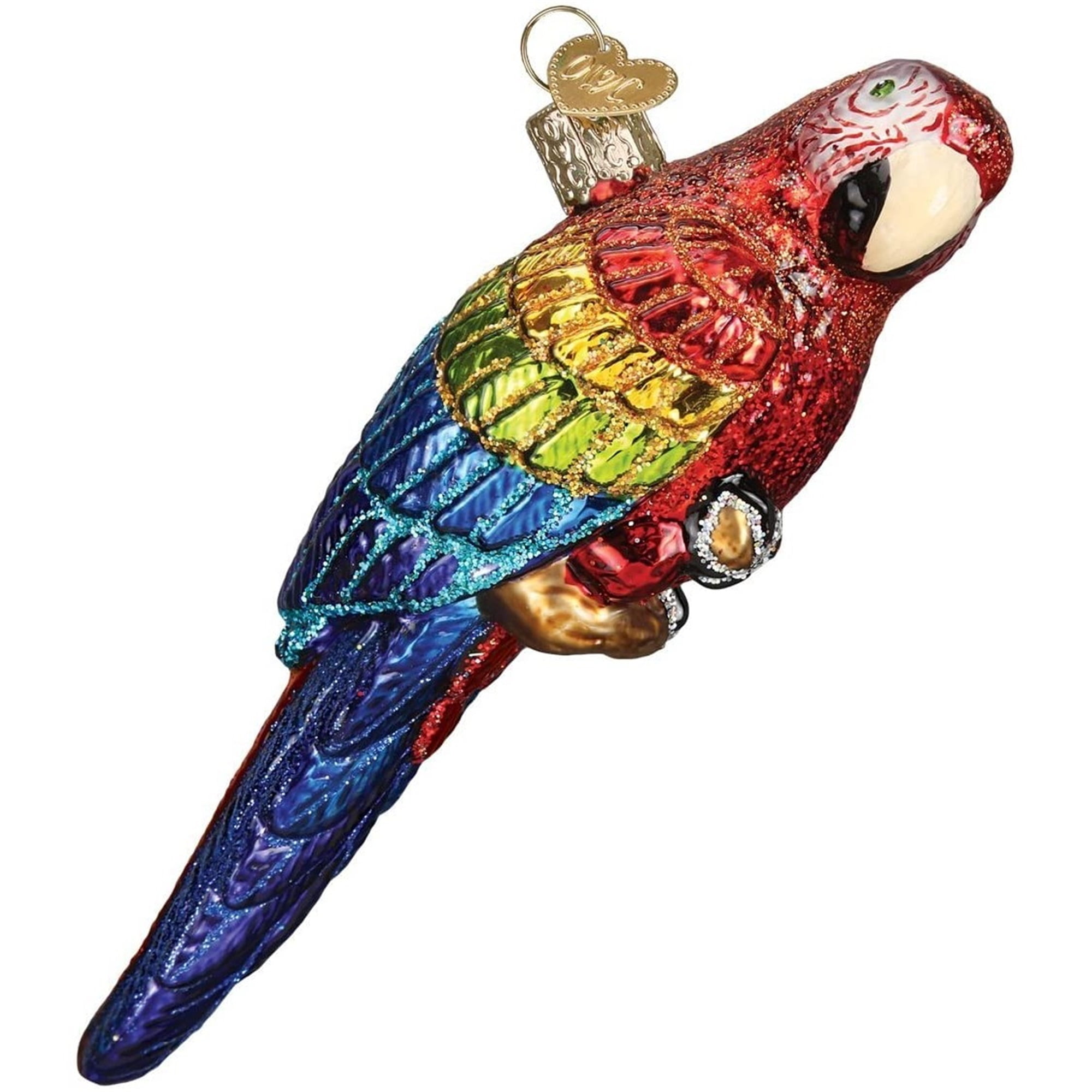 Vibrant Multicolor Glass Parrot Christmas Tree Ornament