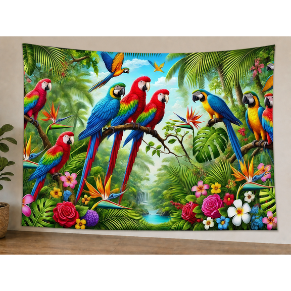 Tropical Parrot Rainforest Backdrop