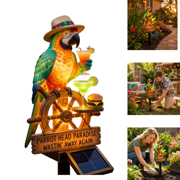 Tropical Parrot Solar Garden Light Solar Powered Parrot Garden Light Waterproof Outdoor Solar Stake Light Colorful LED Tropical Sculpture for Bar Backyard Beach Party Landscape Decor C