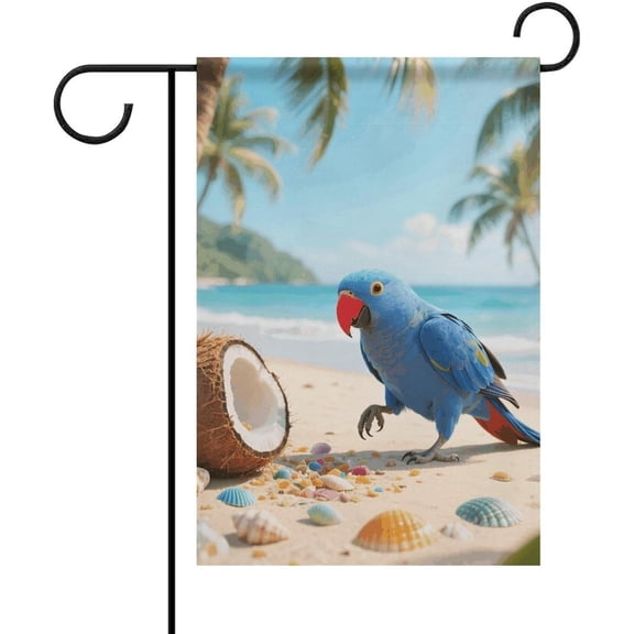 Tropical Parrot Welcome Garden Flag, Double-Sided Outdoor Yard Decoration, 12 x 18 Inch, All Seasons Home and Farmhouse Decor