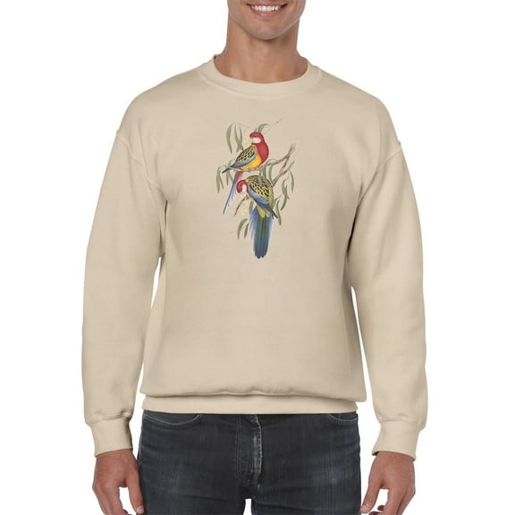 Tropical Parrots Iv Sweatshirt Men -John Gould Designs, Male 5X-Large